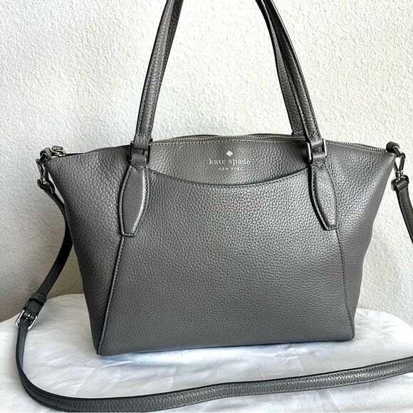KATE SPADE Hard Grey Monika Kelsey Prairie Satchel Crossbody Bag - Picture 1 of 10